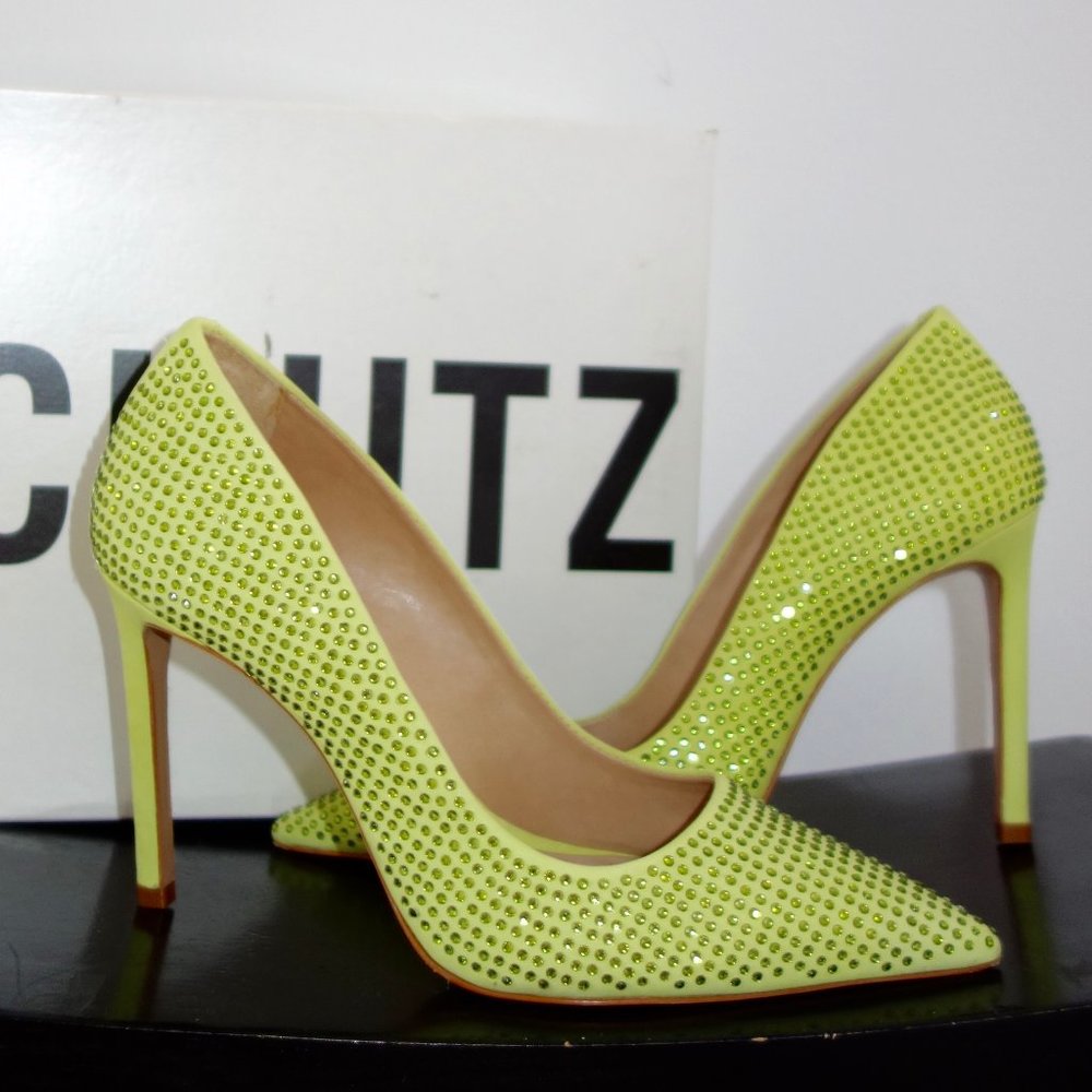 Schutz Lou Lime Green Crystal Pump